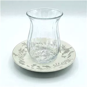 استکان و فنجان کمر‌باریک پرارین 12 پارچه رنگ نقره ای