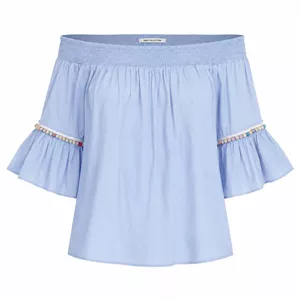 بلوز دکلته آبی نخی ایتالیایی برند New Collection اصل سایز 38 تا 42 کد 3241