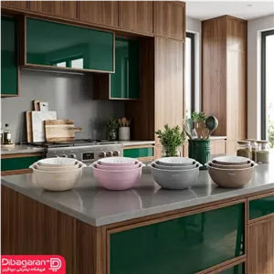 سرویس آبکش و لگن 6 پارچه لیمون مدل 2066 وانیلی