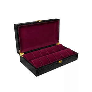 جعبه ساعت 12 خانه چرمی طرح سوپرلاکچری کد TW-2632 آبی کاربنی