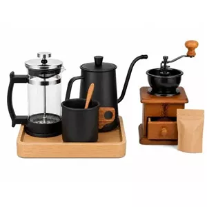 ست هدیه آیین قهوه؛ فرنچ‌پرس، آسیاب دستی و کتل
