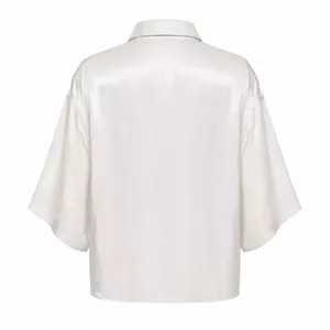 شومیز آستین کوتاه سفید براق زارا zara اصل سایز 40 تا 46 کد 3253