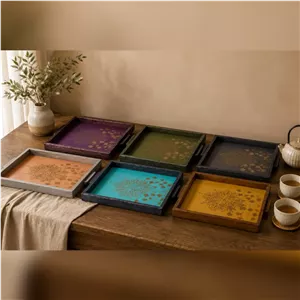 سینی چوبی ریور طرح ترنج مدل 2326 گلبهی