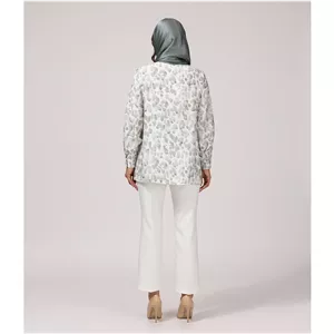 تونیک زنانه لینن طرحدار تابستانی 50115 بُرنُس رنگ سدری 44