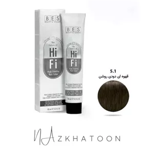 رنگ موی ۱۰۰ میل بس BES سری ASH شماره 5/1 قهوه‌ای روشن دودی ( خاکستری )