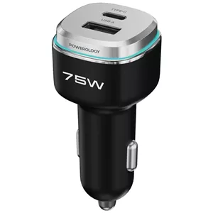 شارژر فندکی 75 وات پاورولوژی مدل Powerology 75W Dual-Port High-Power Car Charger PCCRS024BKGYC