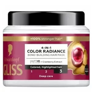 ماسک موی 4 در 1 گلیس مدل COLOR RADIANCE حجم 400 میل مناسب موهای رنگ شده داخل حمام