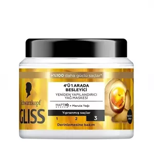 ماسک مو گلیس 4 در 1 مدل Oil Nutritive مغذی و ترمیم کننده مناسب موهای آسیب دیده داخل حمام 400 میلی لیتر