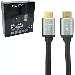کابل HDMI 4K ساتو Premium طول 5 متر مشکی نقره ای