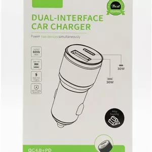 شارژر فندکی BEST مدل L01 دارای خروجی TYPE-C و USB فست شارژ 5A