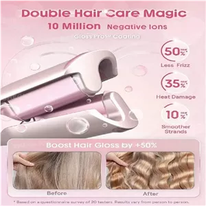 فر کننده مو شیگلم ساحلی 25 میل صورتی مدل cuppid,s charm Beach Babe Hair Waver سایز 25 با پوشش سرامیک