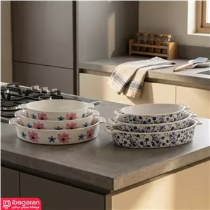 ست 3 عددی مرغ خوری بیضی طرح گل شکوفه آبی