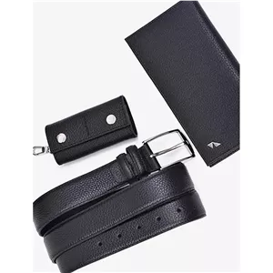 ست هدیه مردانه چرم مشهد مدل U0011 مشکی 40