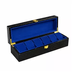 جعبه ساعت 6 خانه چرمی کد TW-2723 طوسی