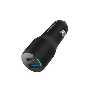 شارژر فندکی 35 ولت پاورولوژی مدل PCCSR012 DUAL PORT CAR CHARGER