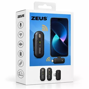 میکروفون بی سیم دو نفره ZEUS K83 با گیرنده Type-C و کیس شارژ