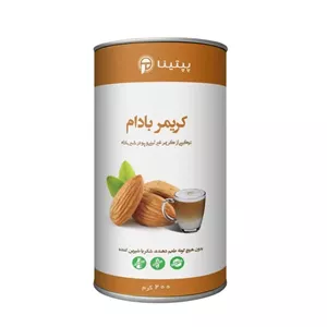 کریمر غیر لبنی با پودر شیر بادام بدون شیرین کننده پپتینا قوطی 200 گرمی