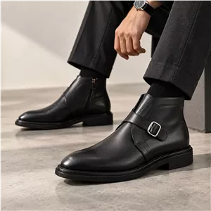نیم بوت رسمی چرم مردانه طرح سگک دار مدل M402 | چرم میخچی 43
