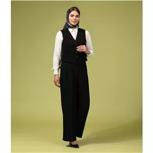 جلیقه زنانه کلاسیک کرپ 70110 بُرنُس رنگ مشکی 42
