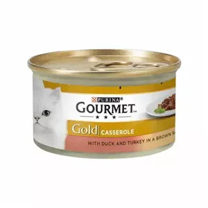 کنسرو خورشتی(گوشت در سس) گربه گورمت گلد آلمانی با طعم بوقلمون و اردک 85 گرم