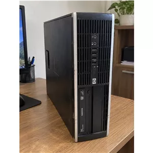 مینی کیس HP Compaq 8000 Elite SFF با پردازنده E8400، رم 8 گیگابایت و SSD 128 گیگابایت همراه با مانیتور، کیبورد و ماوس