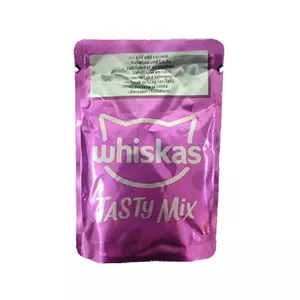 پوچ گربه ویسکاس روسی مدل تیستی میکس با طعم ماهی کاد و سالمون 85 گرم
