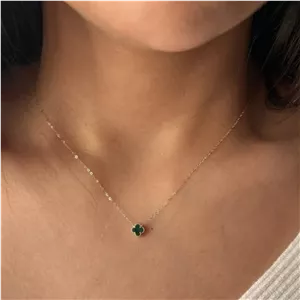 گردنبند طلا نواگلد مدل ونکلیف سبز 0.41 