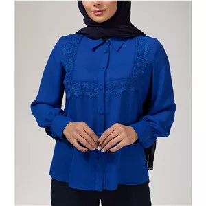 شومیز زنانه کرپ حریر 30115 بُرنُس رنگ آبی 48