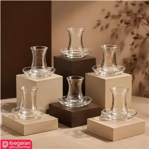 استکان نعلبکی بلور 6 عددی پاشاباغچه مدل آسکدار 97177