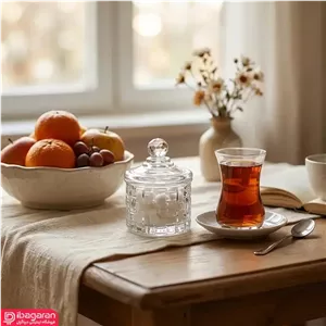 قندان شیشه ای مدل حصیری 59051