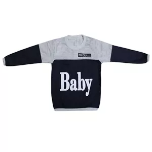 بلوز آستین بلند پسرانه طرح baby کد ۹۸۰ آبی 9 تا 12 ماه