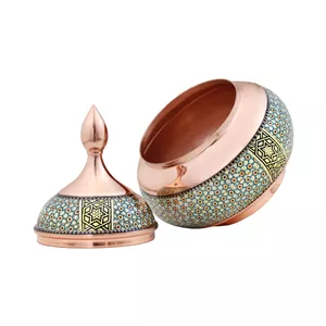 قندان خاتم کاری مسی فراز هنر مدل کندویی کد 22