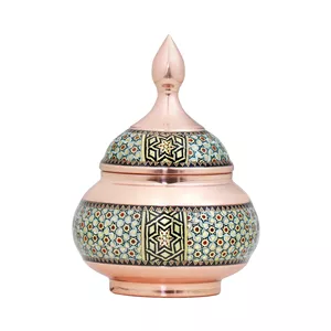 قندان خاتم کاری مسی فراز هنر مدل کندویی کد 16