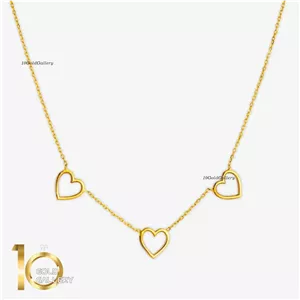گردنبند طلای 18 عیار طرح سه قلب کد 1WNL094 