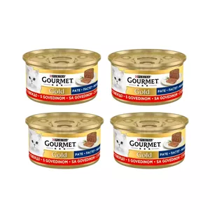 کنسرو پته گربه گورمت گوشت وزن 85 گرم بسته 4 عددی