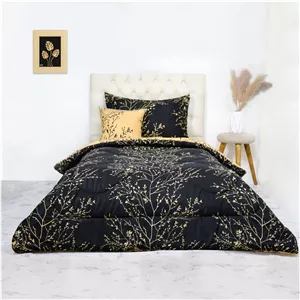 سرویس خواب مانیکاهوم طرح Ada Gold یکنفره چهار تکه  مشکی