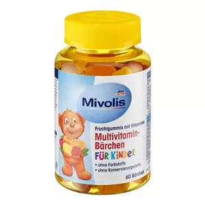 پاستیل مولتی ویتامین کودکان میولیس مدل میوه ای بسته 60 عددی