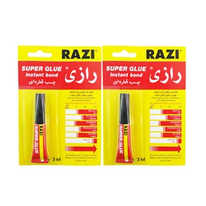 چسب قطره ای رازی (Razi) مدل Super Glue حجم 3 میلی لیتر بسته 2 عددی