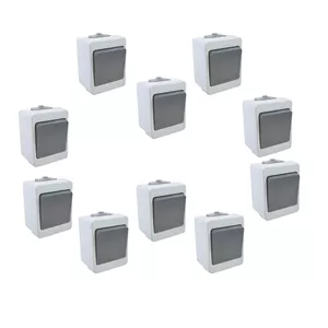 کلید تک پل صنعتی پارت الکتریک مدل P-B-10 بسته 10 عددی طوسی فیلی