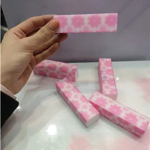 بافر ناخن دستی مکعبی نرم رنگی گلدار 