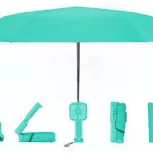 چتر بارانی و آفتابی دارای مینی پنکه شارژی Mini Fan Umbrella Product ST-200 سبز