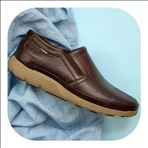 کفش طبی تمام چرم هنرین چرم کد 660 قهوه ای تیره 41
