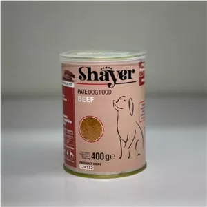 کنسرو سگ طعم مرغ و گوشت قرمز پته شایر shayer