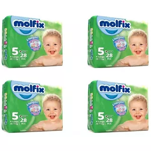 پوشک کودک مولفیکس (Molfix) سایز 5 بسته 28 عددی مجموعه 4 عددی