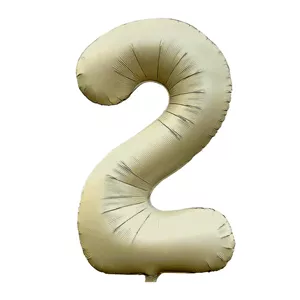 بادکنک فویلی هوس اف بیرتا مدل عدد 2 طرح خاکی | آبی کم‌رنگ