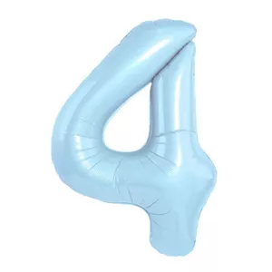 بادکنک فویلی لاکی بالونز طرح عدد 4 مدل کمرنگ مات کد 1272 | آبی روشن