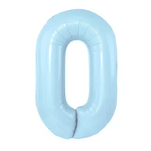 بادکنک فویلی لاکی بالونز طرح عدد صفر مدل مات کد 1268 | آبی روشن