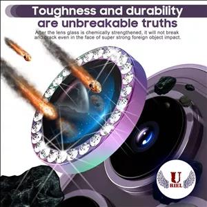 محافظ لنز دوربین یوریل مدل Diamond مناسب برای گوشی موبایل اپل iPhone 11 Pro آبی