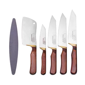 سرویس چاقو آشپزخانه 6 پارچه ثمین دست زنجان مدل sdz110 | قهوه ای
