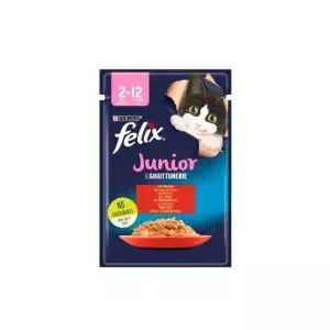 پوچ گربه فلیکس جونیور با طعم گوشت 85 گرم